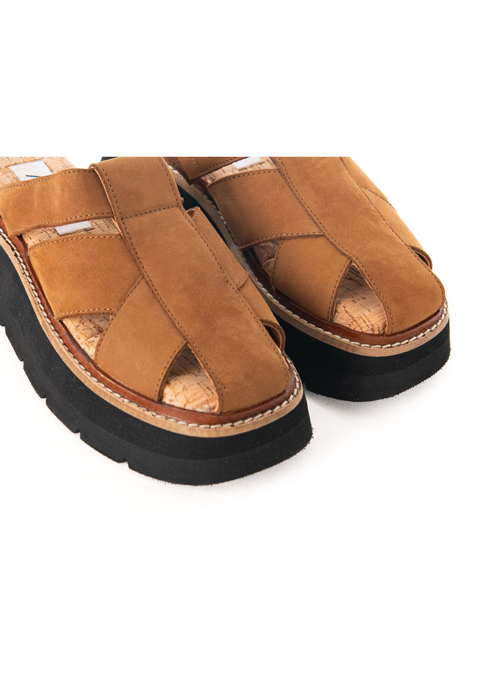 Asra Mace - Tan Leather Backless Sandal