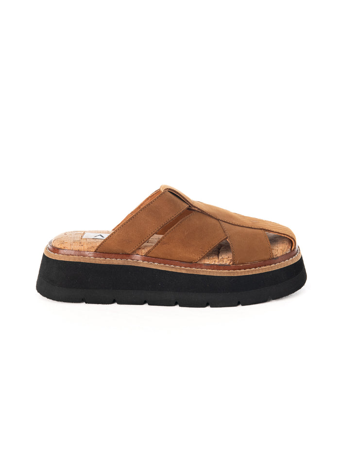 asra Mace - Tan Leather Backless Sandal