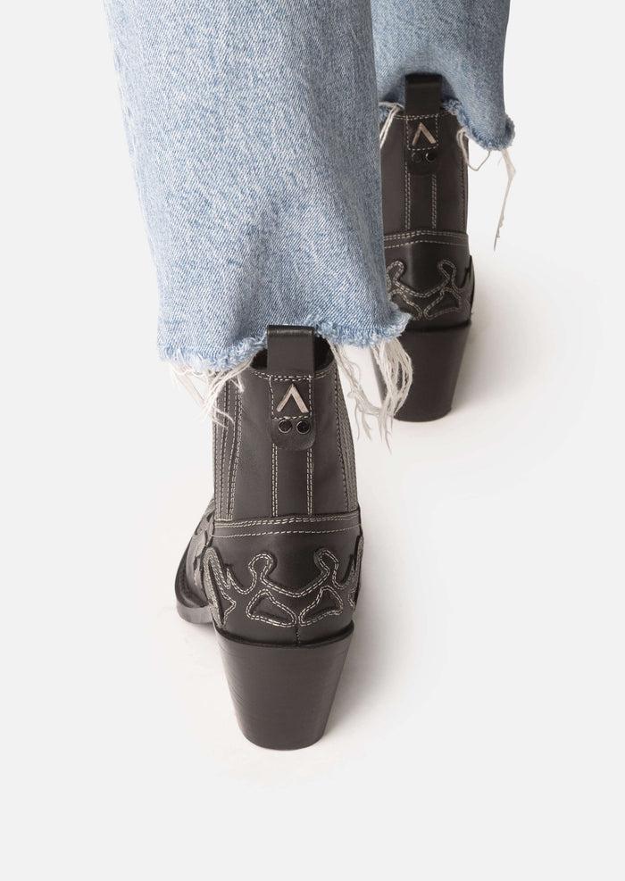 Asra Marvelo Black Western Ankle Boot