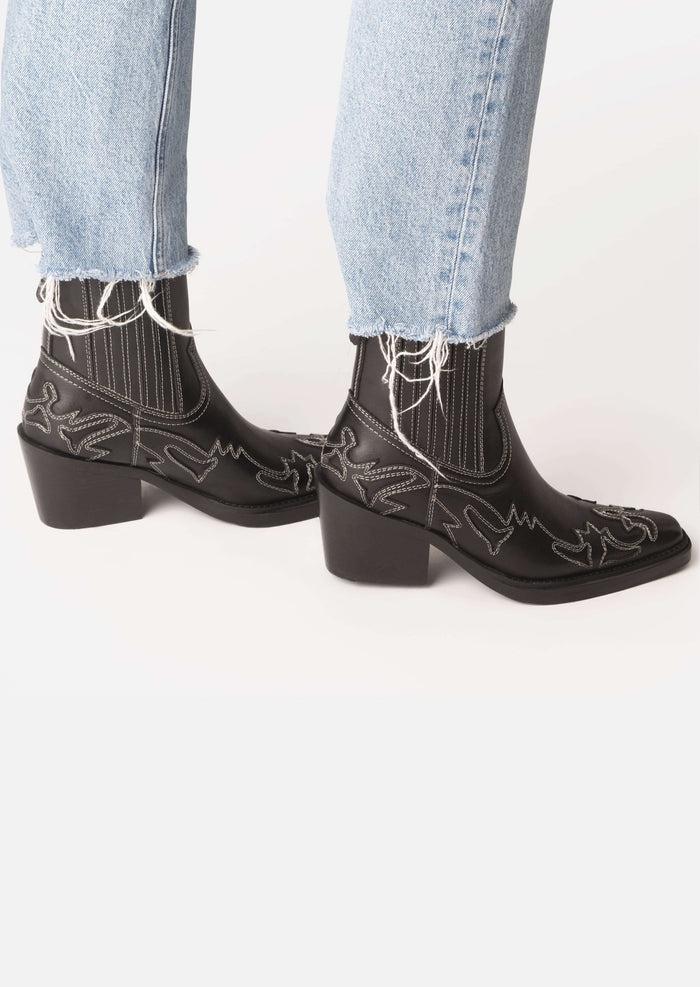 Asra Marvelo Black Western Ankle Boot