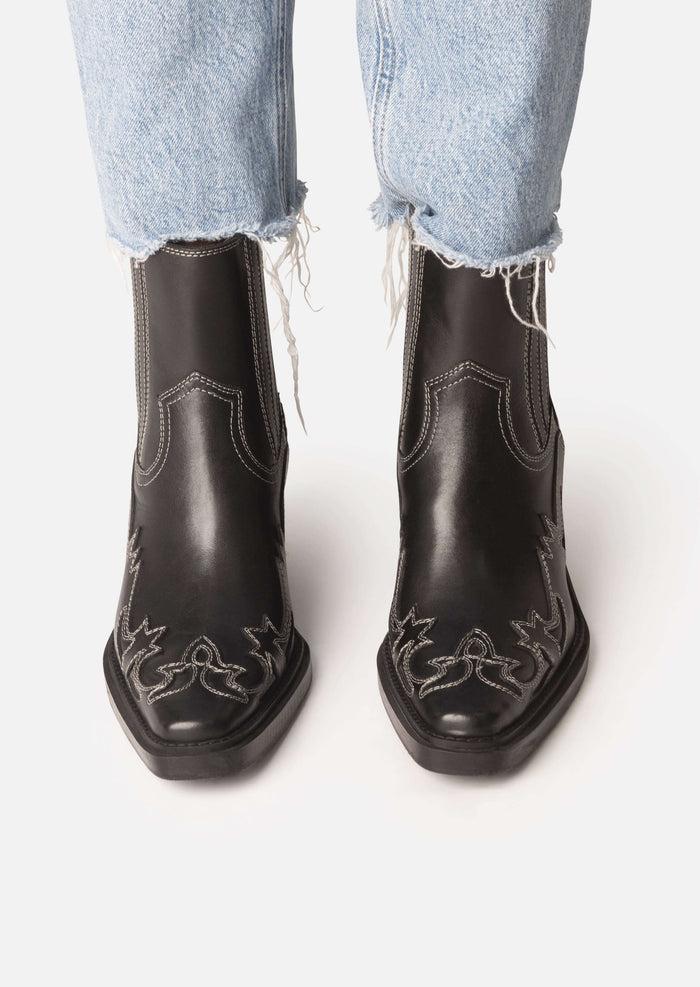 Asra Marvelo Black Western Ankle Boot