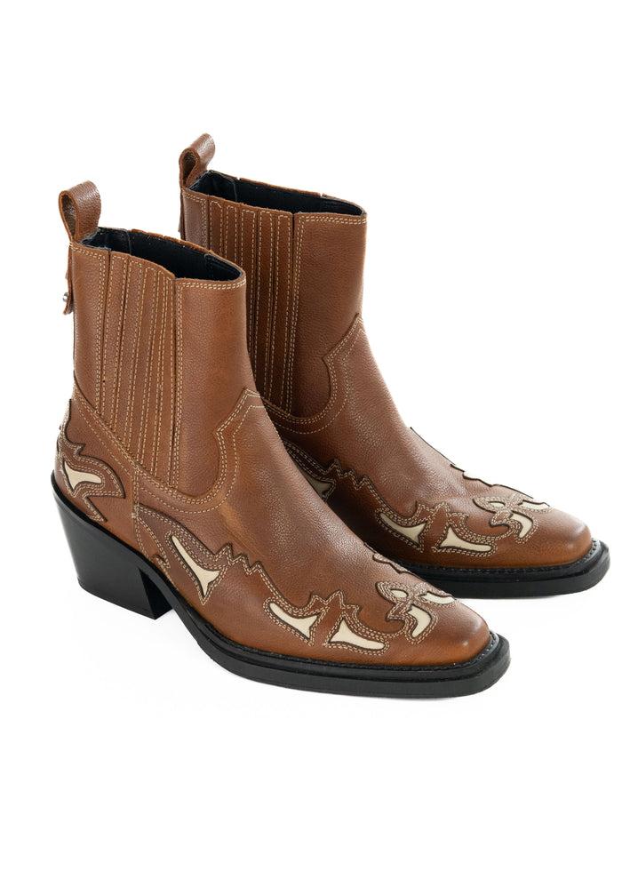 Asra MARVELO - Brown Leather Western Boots