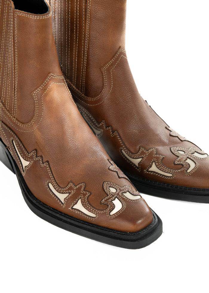 Asra MARVELO - Brown Leather Western Boots