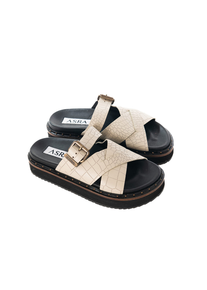 Asra Megan - Rice Croc Leather Chunky Sandal