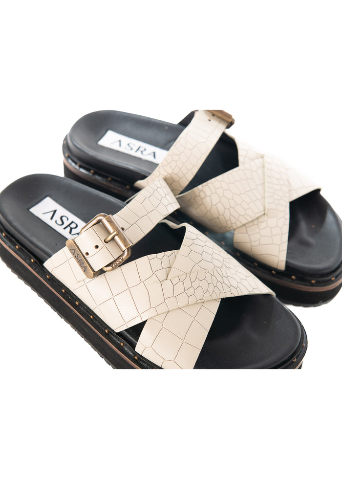 Asra Megan - Rice Croc Leather Chunky Sandal