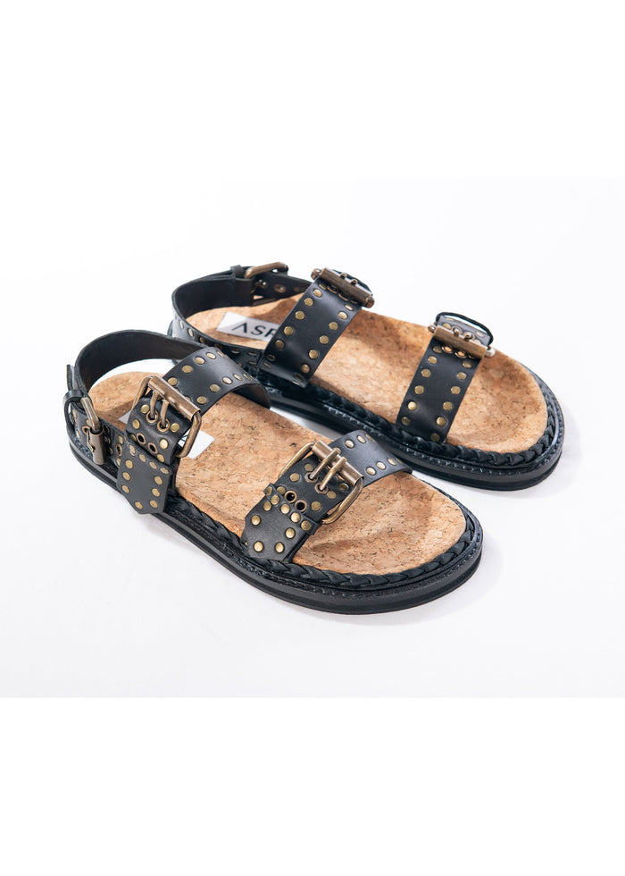 Asra Mia - Black Leather Sandal