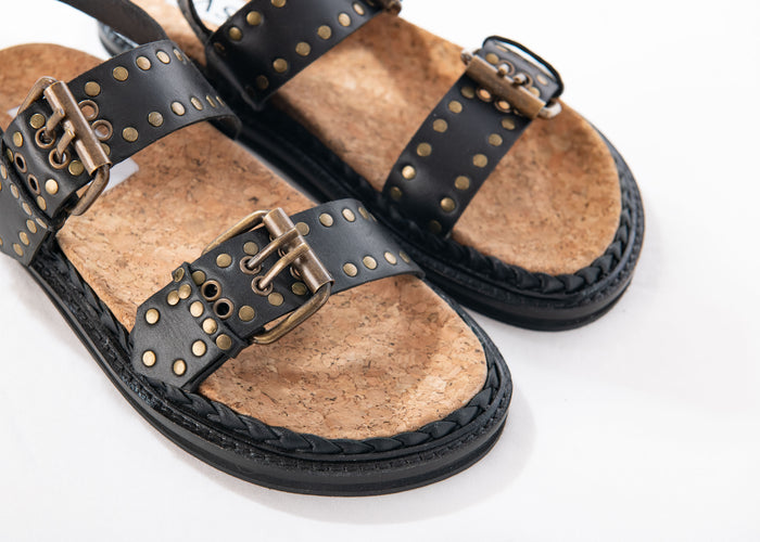 Asra Mia - Black Leather Sandal
