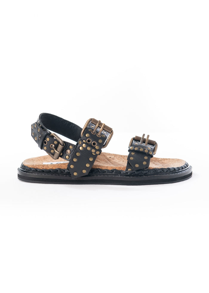 asra Mia - Black Leather Sandal