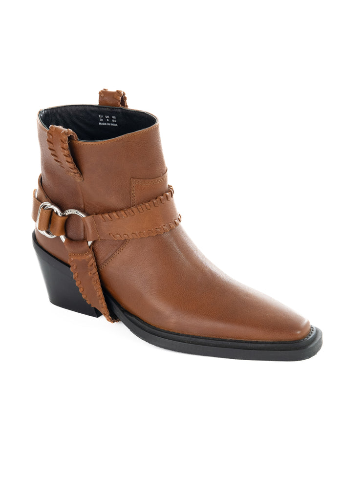 Asra MINT - Brown Leather Ankle Boot