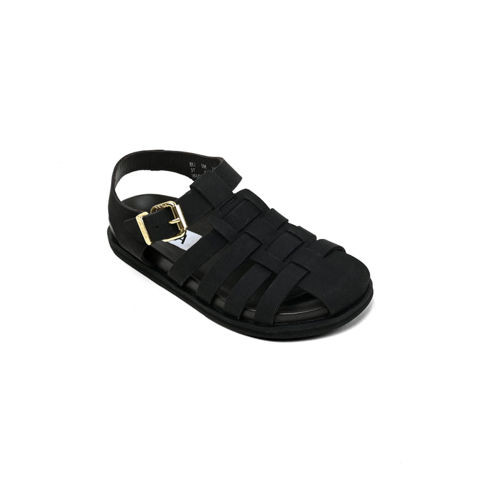 Asra NALA - Black Leather Fishermans Sandal