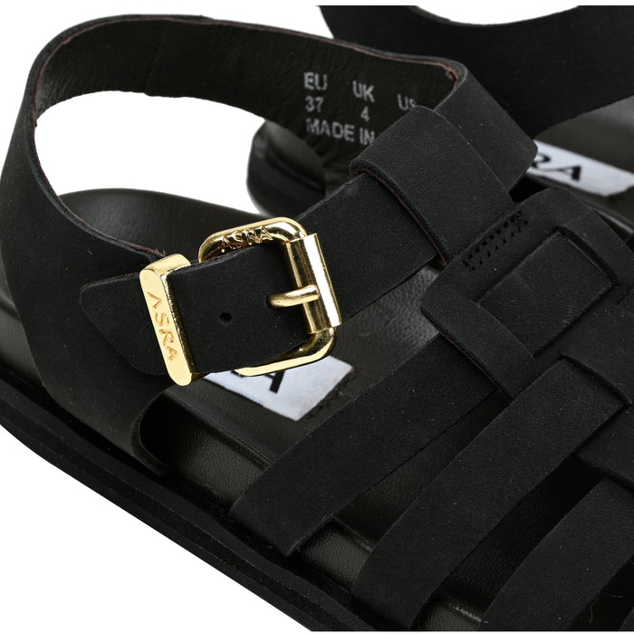 Asra NALA - Black Leather Fishermans Sandal