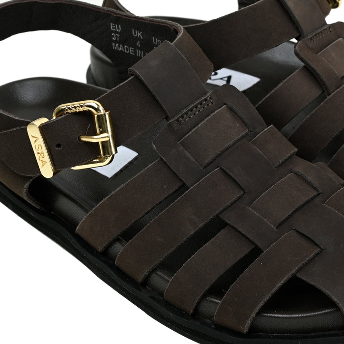 Asra NALA - Chocolate Brown Leather Fisherman Sandal