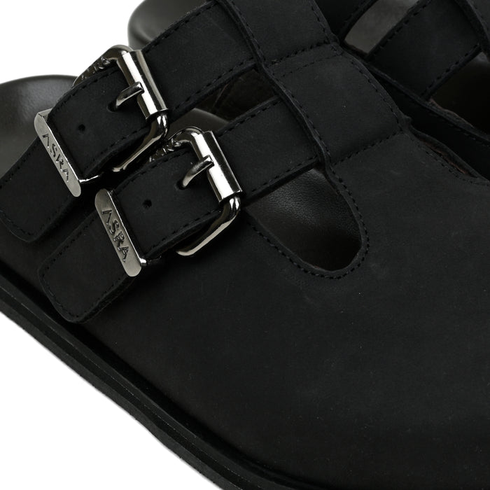 Asra NEPTUNE - Black Leather Clog