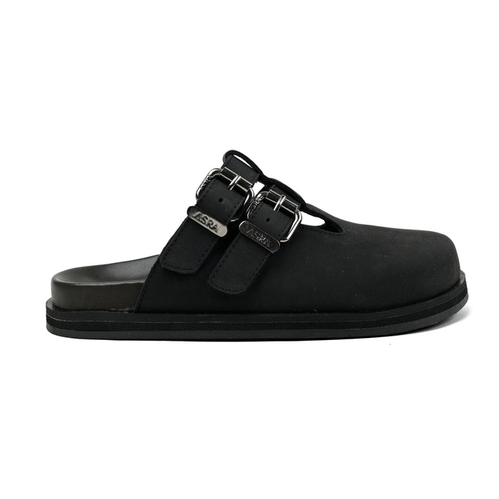 Asra NEPTUNE - Black Leather Clog