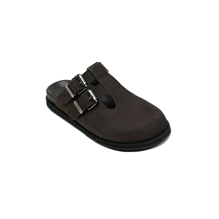 Asra NEPTUNE - Dark Brown Leather Clog