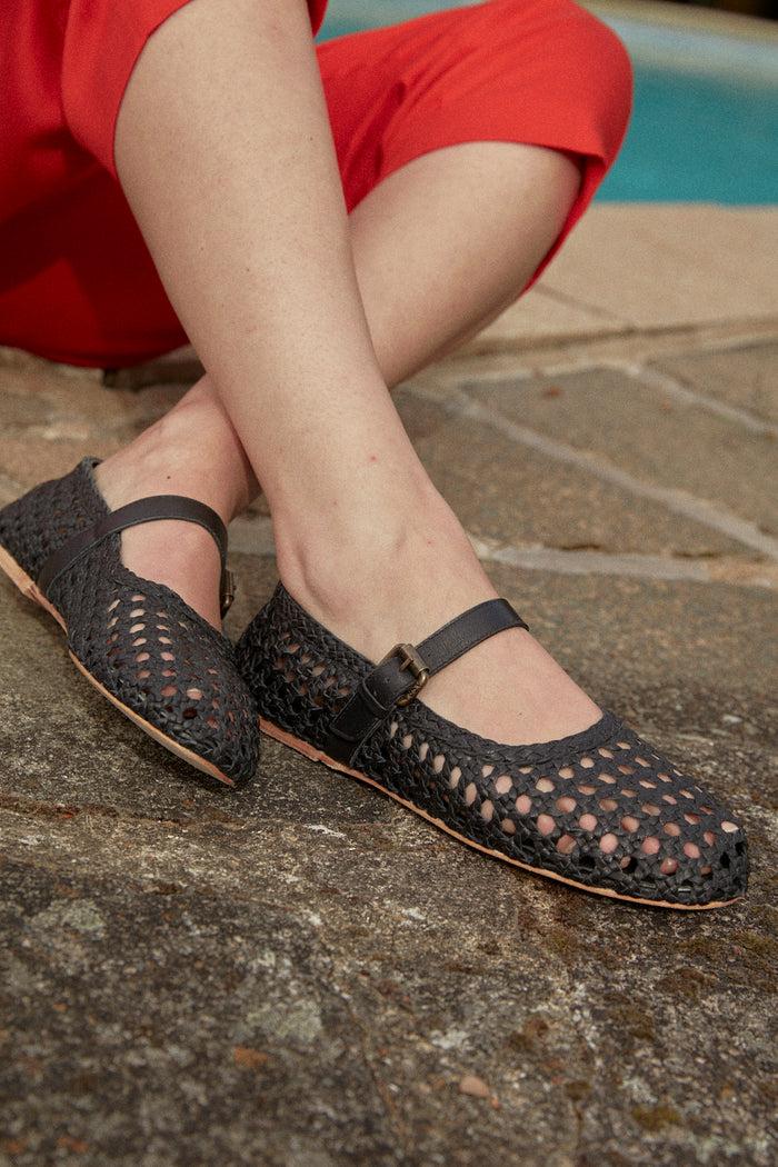 Asra Neve - Black Leather Ballet Flats
