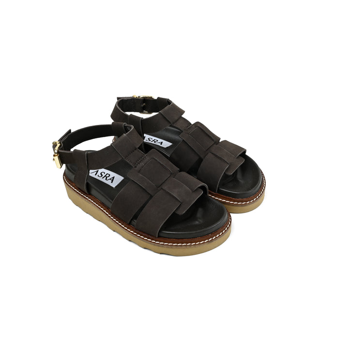 asra NICO - Chocolate Brown Leather Sandal