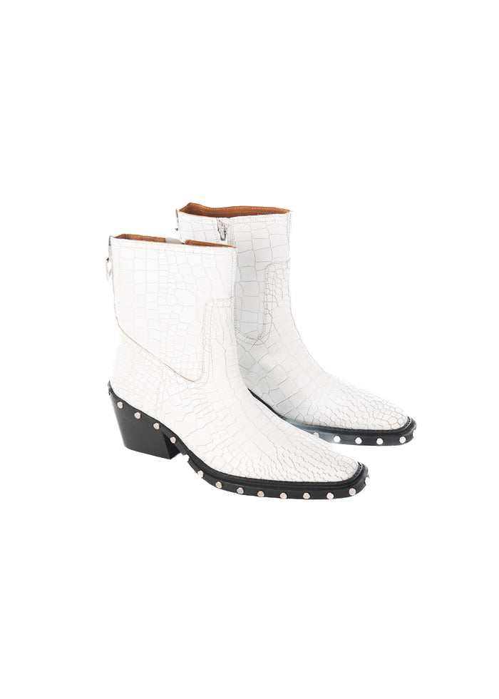 Asra Tia - White Croc Leather Boots