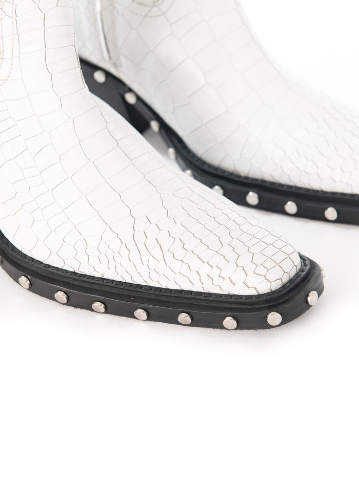 Asra Tia - White Croc Leather Boots