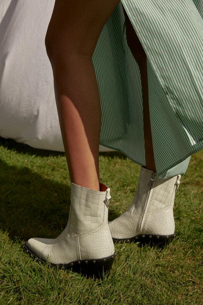 Asra Tia - White Croc Leather Boots