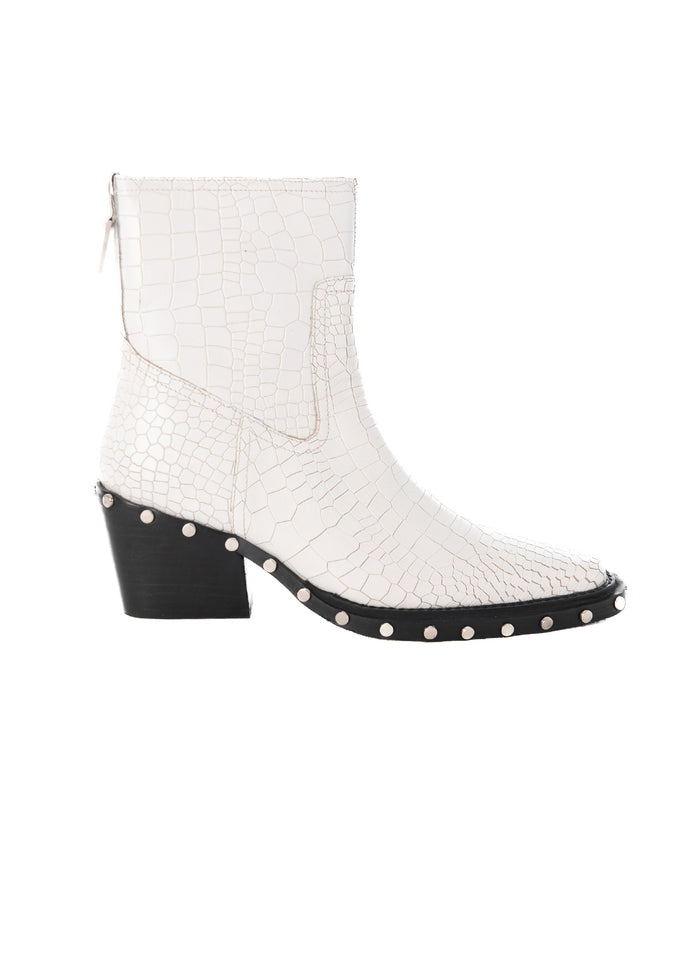 asra Tia - White Croc Leather Boots