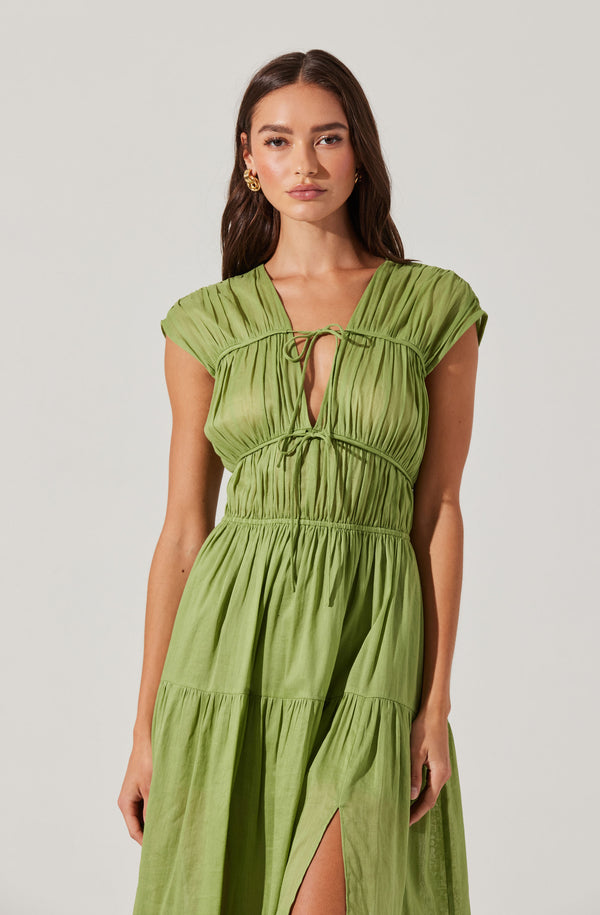 Astr The Label Alexandria Shirred Tiered Midi Dress