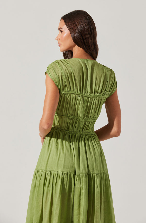 Astr The Label Alexandria Shirred Tiered Midi Dress