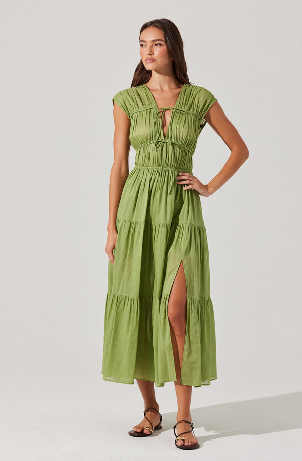 astr the label Alexandria Shirred Tiered Midi Dress