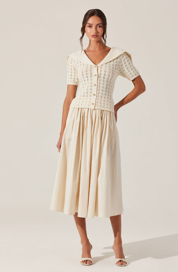 Astr The Label Analissa Pointelle Sailor Collar Cardigan