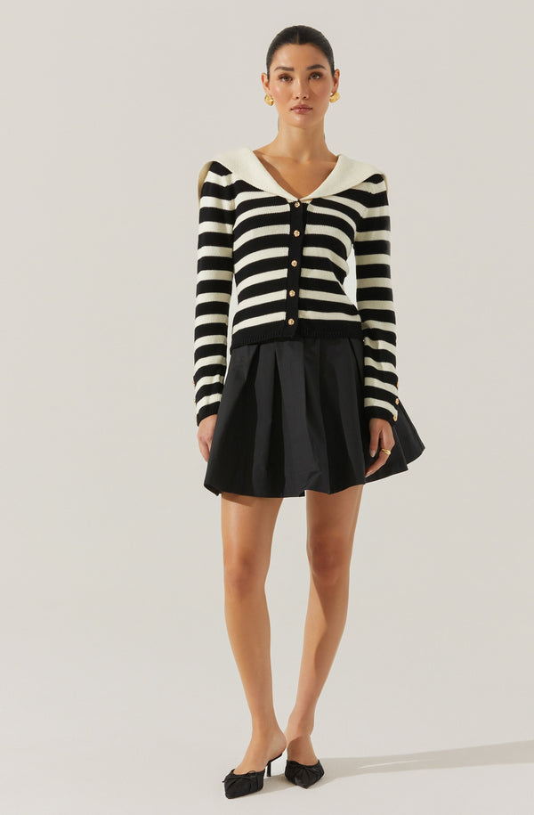 Astr The Label Analissa Stripe Sailor Collar Cardigan