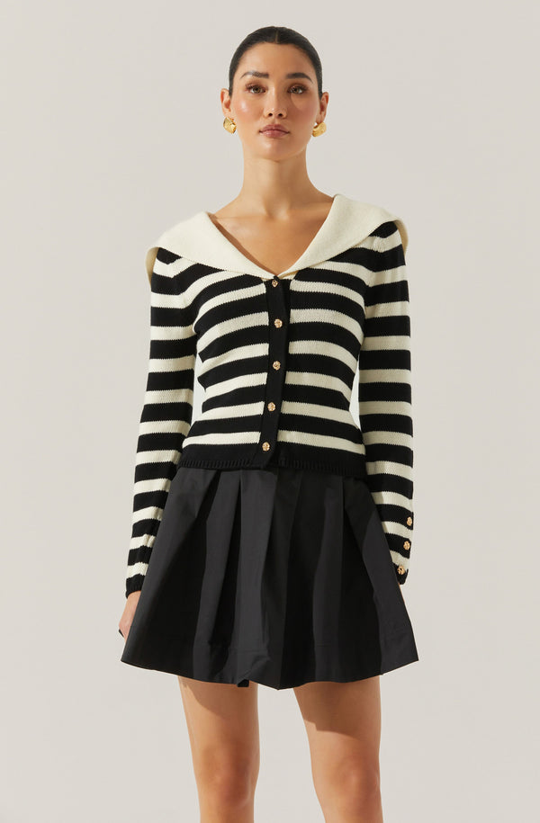 Astr The Label Analissa Stripe Sailor Collar Cardigan