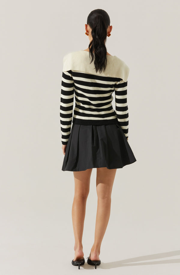Astr The Label Analissa Stripe Sailor Collar Cardigan