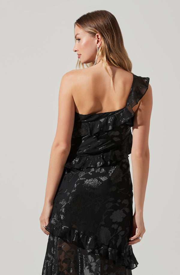 Astr The Label Andrea One Shoulder Floral Maxi Dress