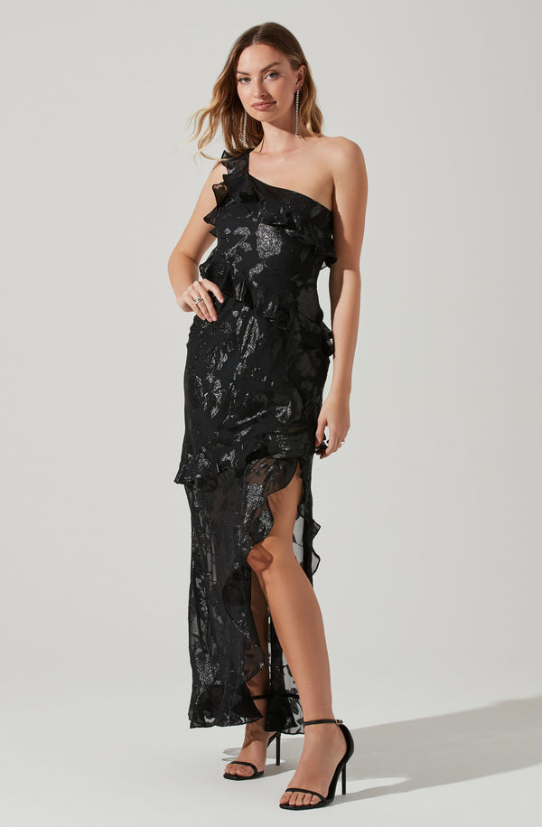 astr the label Andrea One Shoulder Floral Maxi Dress