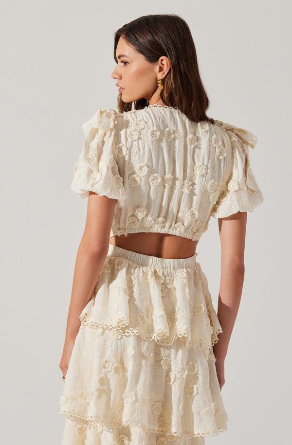 Astr The Label Arianell Embroidered Floral Tiered Dress