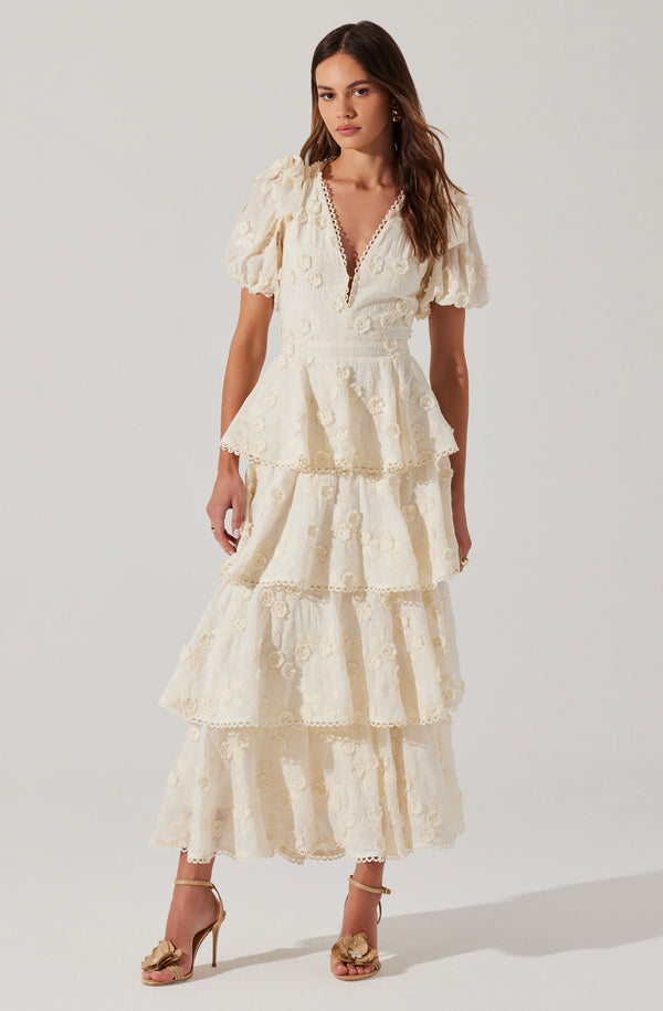 astr the label Arianell Embroidered Floral Tiered Dress