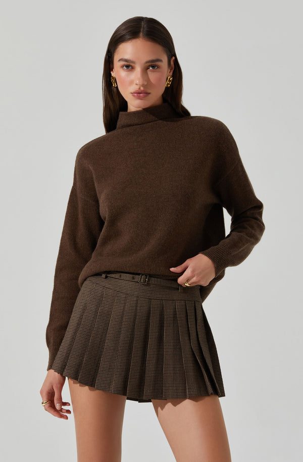 Astr The Label Adley Mock Neck Wool Sweater