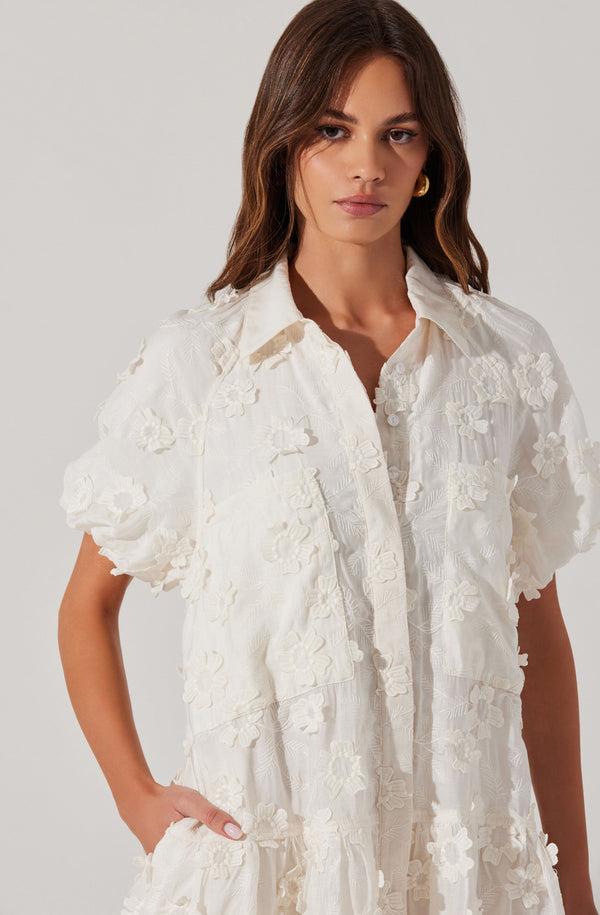 Astr The Label Aihara Floral Appliqué Dress