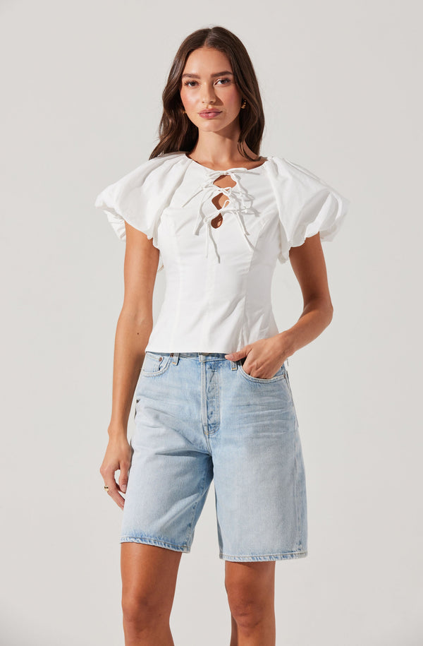 astr the label Aine Poplin Puff Sleeve Top