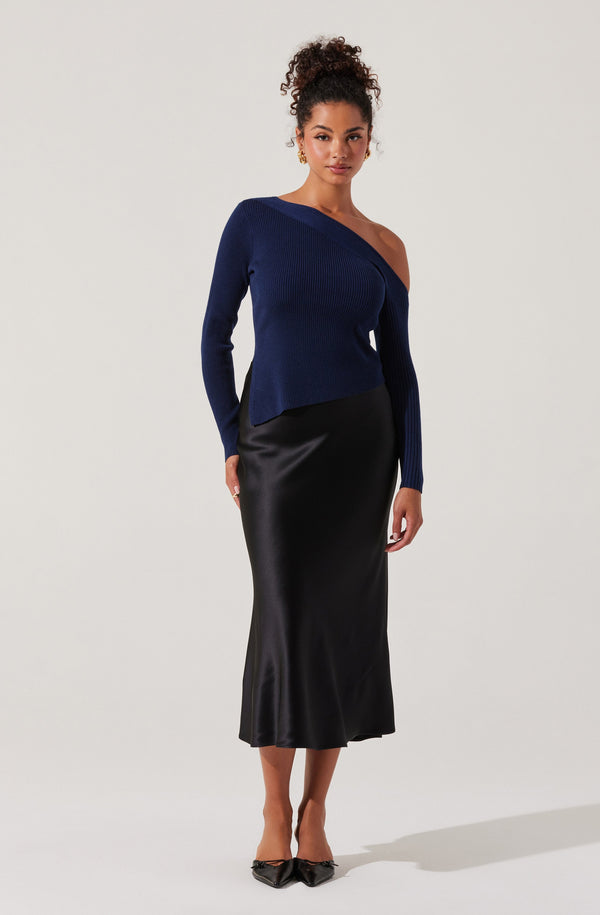 Astr The Label Aldari Off Shoulder Ribbed Sweater