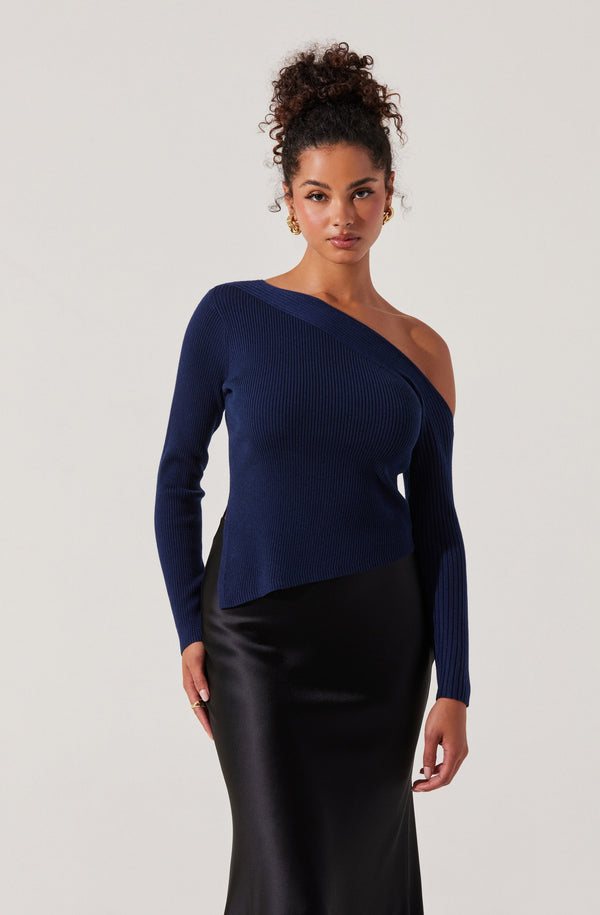 astr the label Aldari Off Shoulder Ribbed Sweater