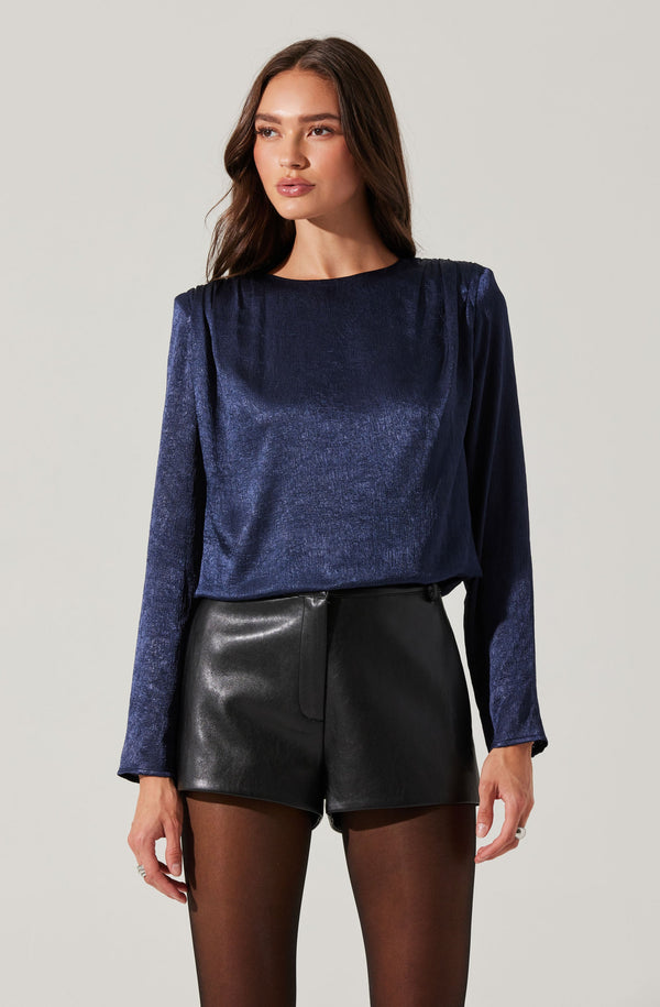 astr the label Aleannah Satin Long Sleeve Top
