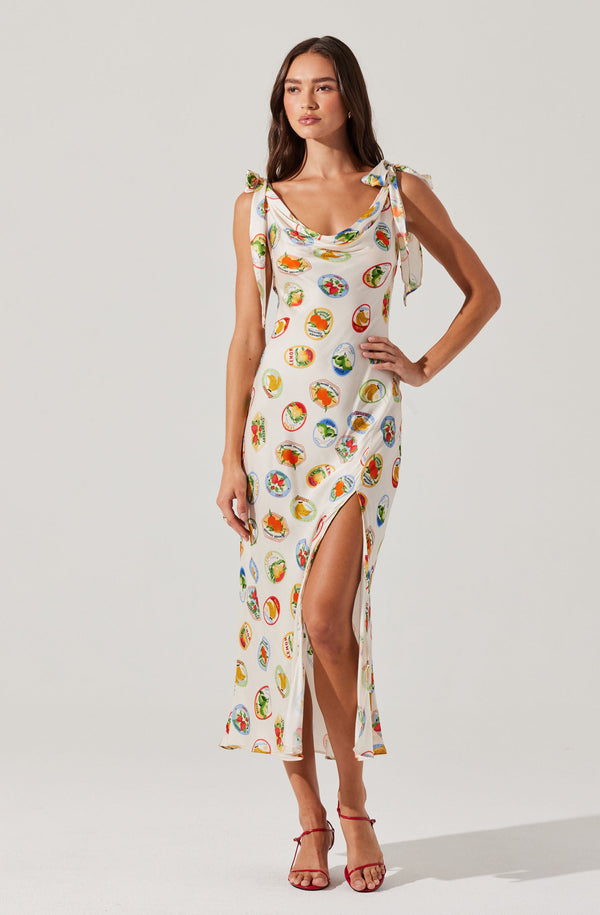 Astr The Label Allexina Satin Cowl Neck Midi Dress