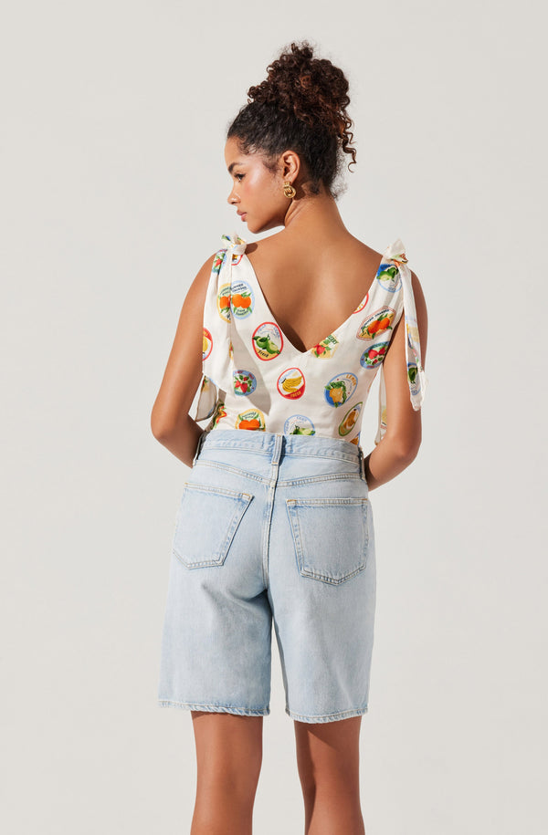 Astr The Label Allexina Satin Tie-Shoulder Top