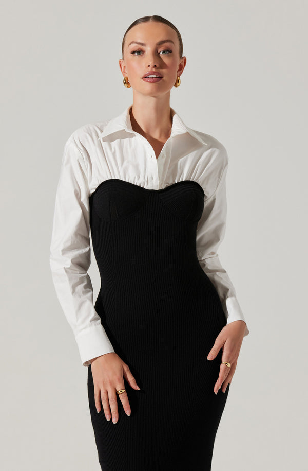 Astr The Label Allyn Contrast Midi Sweater Dress