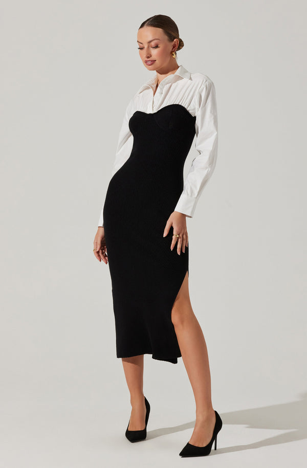 Astr The Label Allyn Contrast Midi Sweater Dress