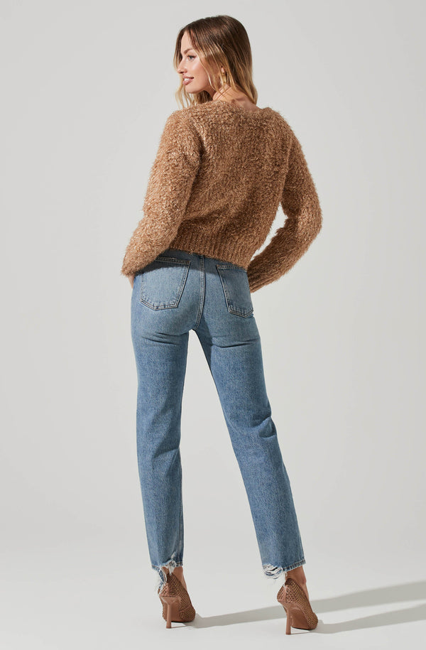 Astr The Label Alma Metallic Knit Sweater