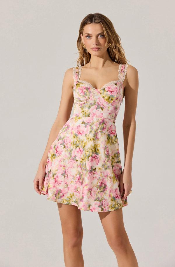 Astr The Label Alva Satin Floral Mini Dress