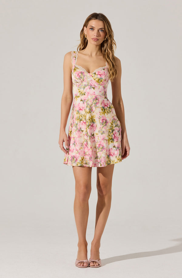 Astr The Label Alva Satin Floral Mini Dress