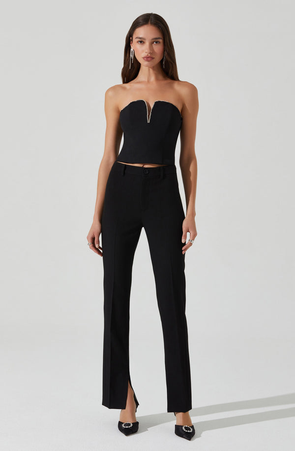 Astr The Label Amell Strapless Rhinestone Trim Top